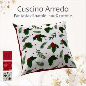 Cuscino Arredo natalizio - 100% Cotone – Diverse fantasie e colori